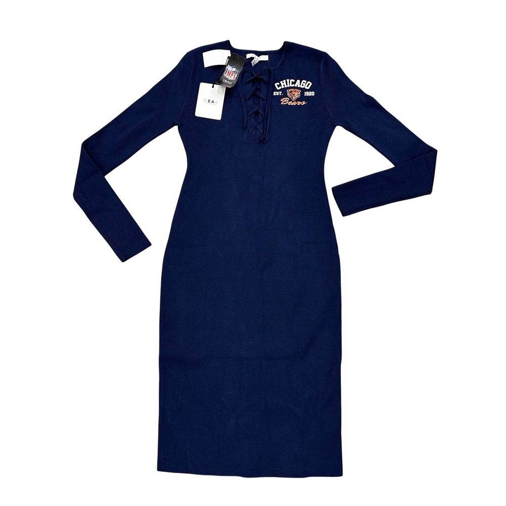 WEAR by Erin Andrews Women Navy Chicago Bears Lace Up Long Sleeve Medium‎ NWT